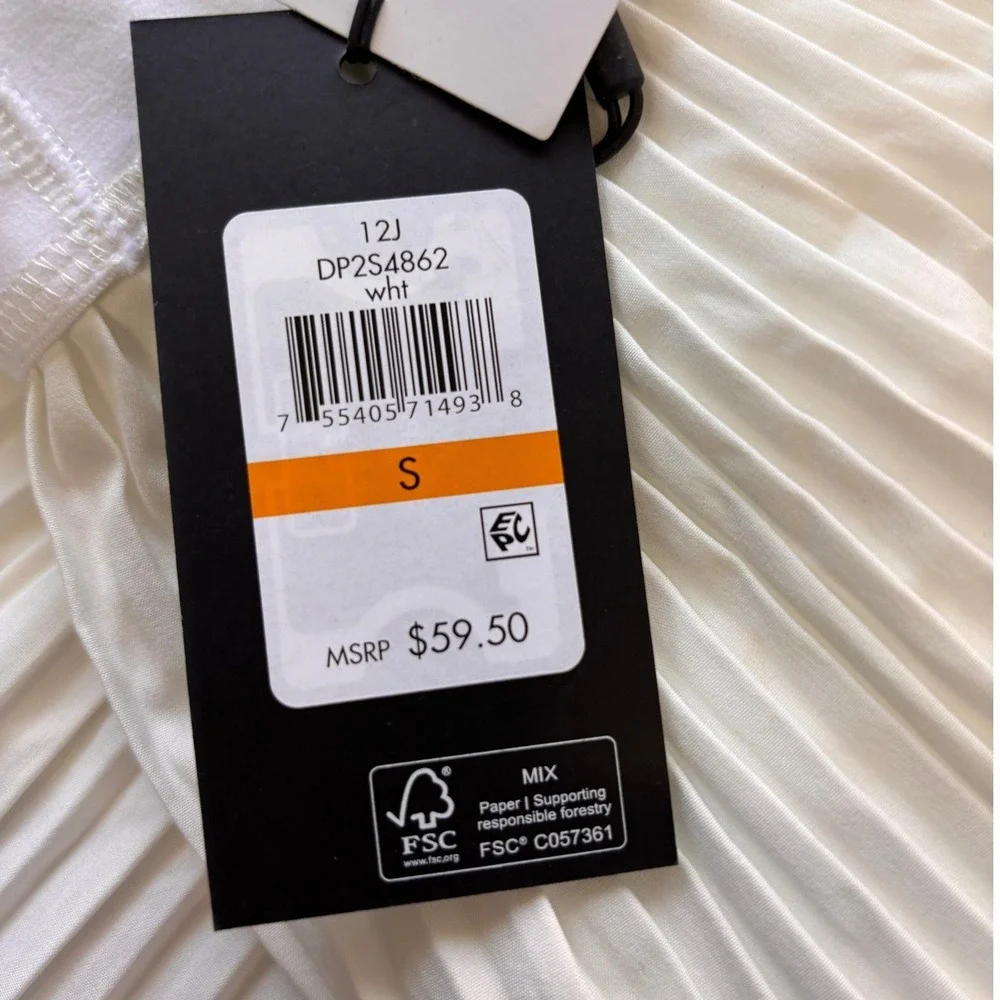 DKNY Sport White Pleated Mini Tennis Skirt Logo Waistband DP2S4862 Small NWT‎